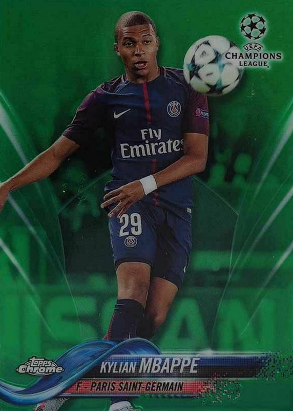 Kylian Mbappe 2017 Topps Chrome UEFA Champions League #41 Green Refractor /99 Rookie PSA 10