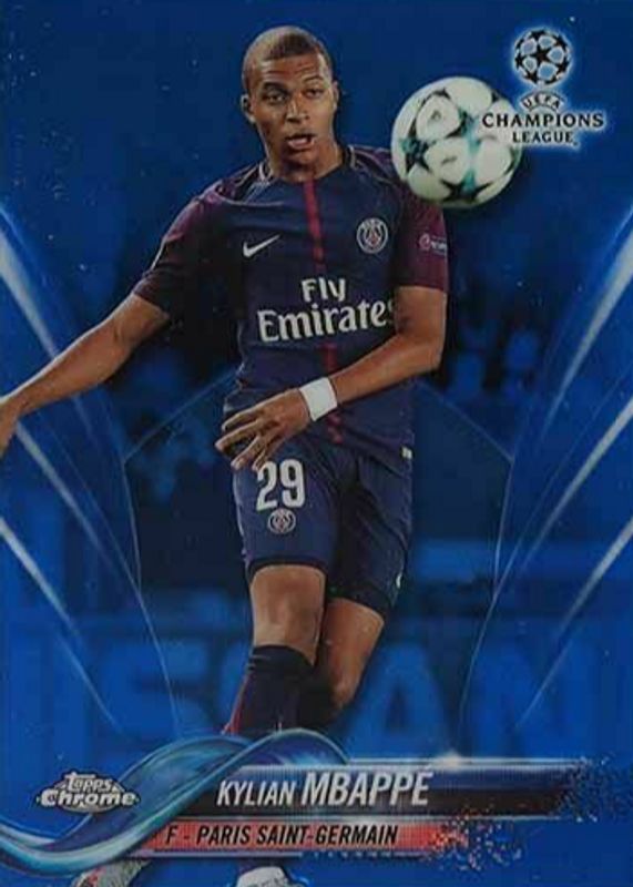 Kylian Mbappe 2017 Topps Chrome UEFA Champions League #41 Blue Refractor /150 Rookie BGS 9.5