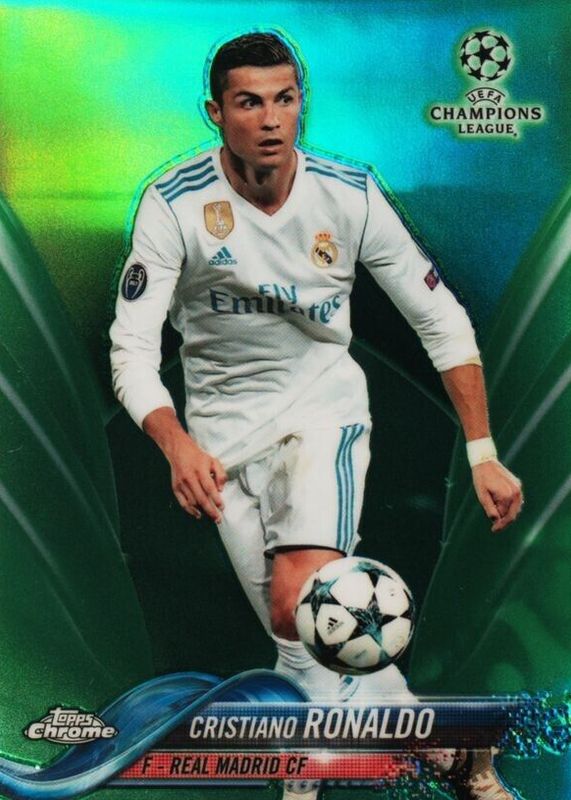 Cristiano Ronaldo 2017 Topps Chrome UEFA Champions League #93 Green Refractor /99 PSA 10