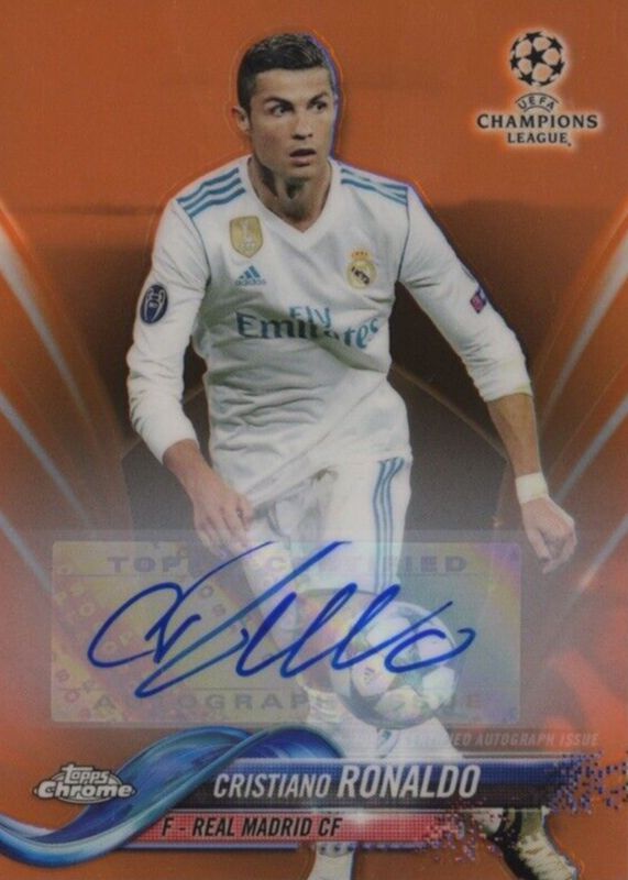 Cristiano Ronaldo 2017 Topps Chrome UEFA Champions League #93 Autographs - Orange Refractor /25 BGS 8