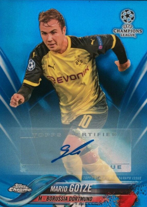 Mario Gotze 2017 Topps Chrome UEFA Champions League #67 Autographs - Blue Refractor /150 RAW