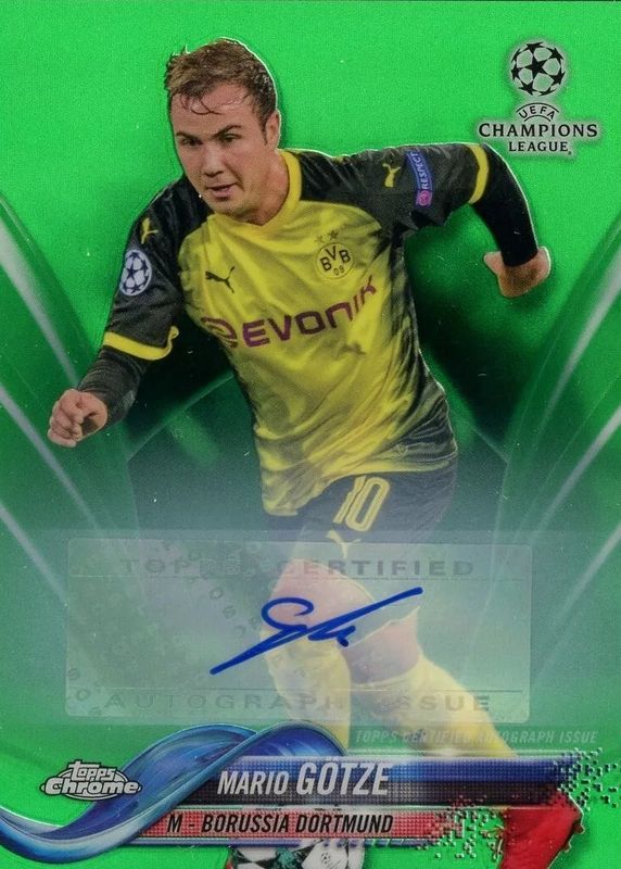 Mario Gotze 2017 Topps Chrome UEFA Champions League #67 Autographs - Green Refractor /99 BGS 9