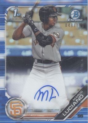 2019 Bowman #CPA-ML Chrome Prospect Auto - Blue Refractor /150 (1st)