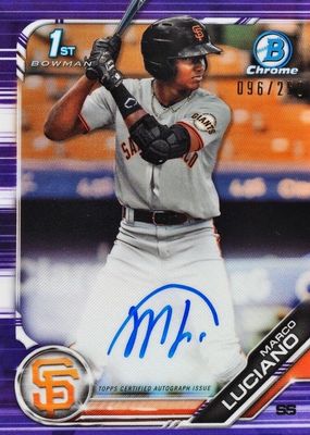 Marco Luciano 2019 Bowman #CPA-ML Chrome Prospect Auto - Refractor 