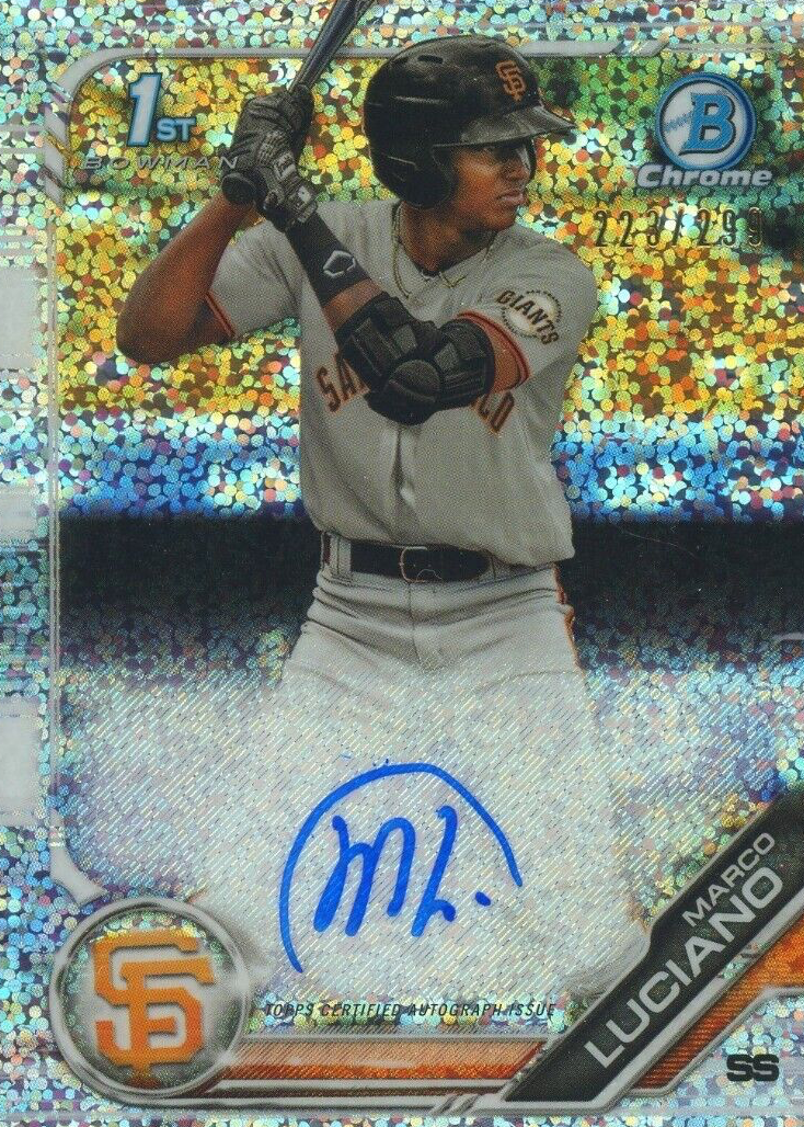 Marco Luciano 2019 Bowman #CPA-ML Chrome Prospect Auto - Speckle 