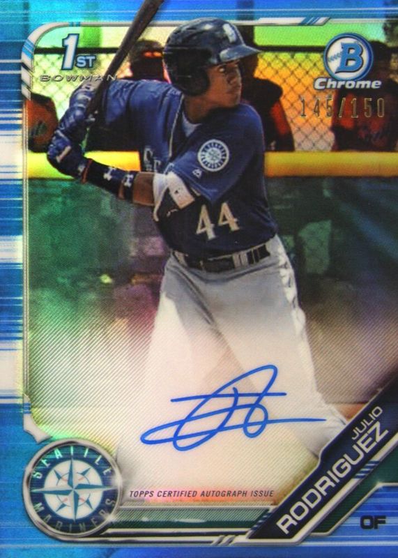 Julio Rodriguez 2019 Bowman #CPA-JRO Chrome Prospect Auto - Blue Refractor /150 (1st) SGC 9.5