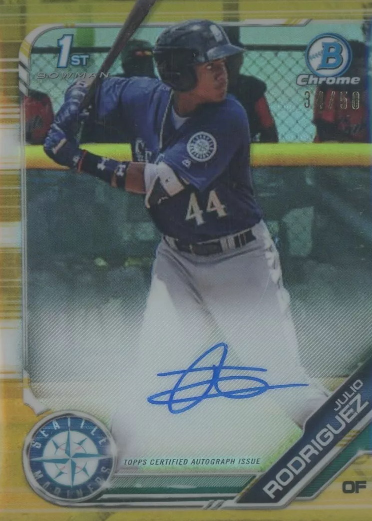 Julio Rodriguez 2019 Bowman #CPA-JRO Chrome Prospect Auto - Gold