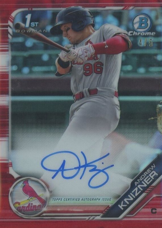 Andrew Knizner 2019 Bowman #CPA-AK Chrome Prospect Auto - Red Refractor /5 (1st) Rookie SGC 10