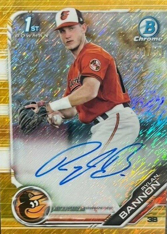 Rylan Bannon 2019 Bowman #CPA-RB Chrome Prospect Auto - Gold Shimmer Refractor /50 (1st) SGC 9.5