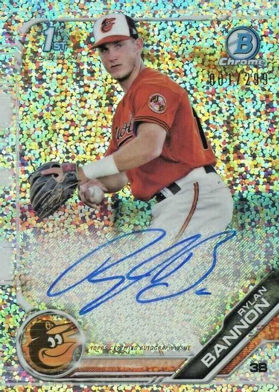 Rylan Bannon 2019 Bowman #CPA-RB Chrome Prospect Auto - Speckle Refractor /299 (1st) RAW