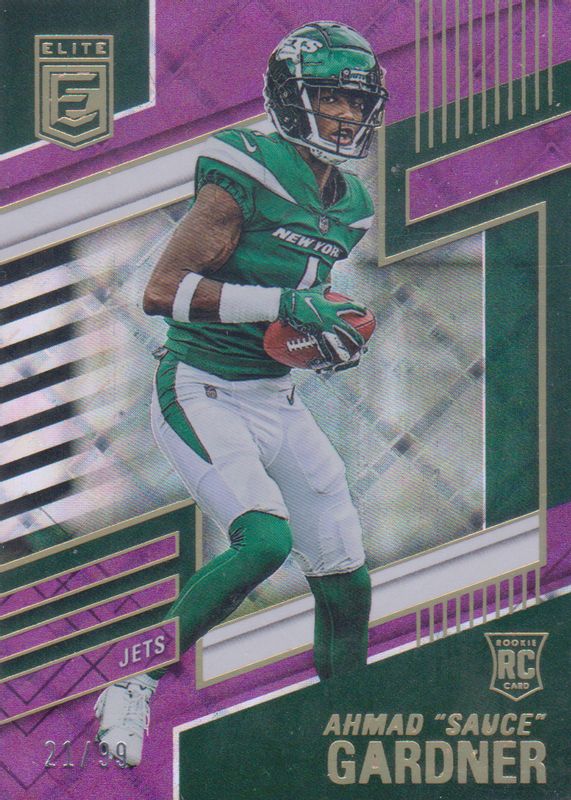 Sauce Gardner 2022 Elite #142 Purple /99 Rookie SGC 9.5