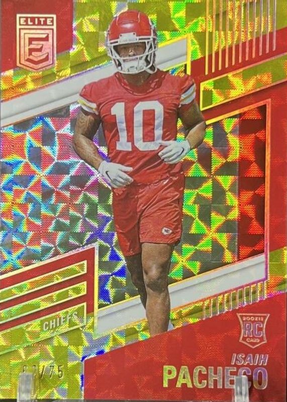 Isiah Pacheco 2022 Elite #183 Yellow /75 Rookie SGC 10