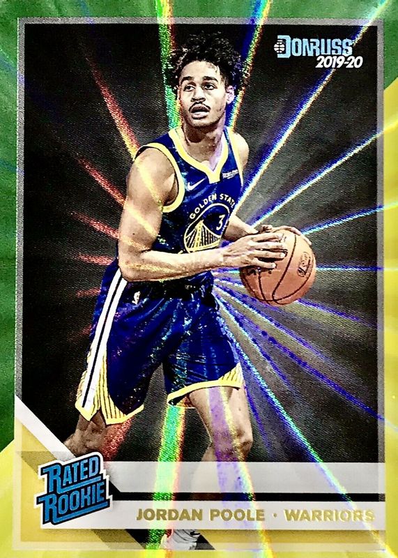 Jordan Poole 2019 Donruss #226 Green & Yellow Laser Rookie PSA 10