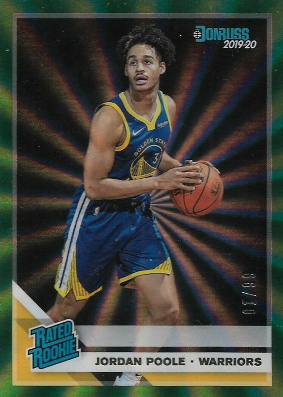 Jordan Poole 2019 Donruss #226 Green Laser /99 Rookie PSA 9