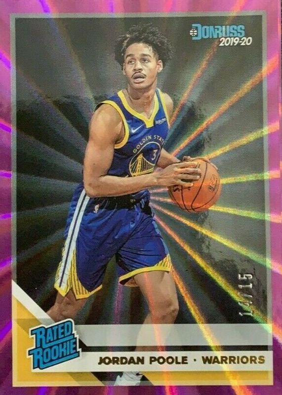 Jordan Poole 2019 Donruss #226 Purple Laser /15 Rookie BGS 9