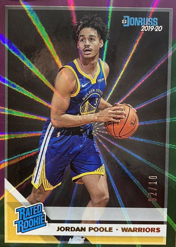 Jordan Poole 2019 Donruss #226 Purple & Green Laser /10 Rookie SGC 10