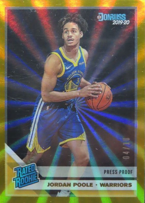 Jordan Poole 2019 Donruss #226 Press Proof Gold Laser /10 Rookie PSA 10