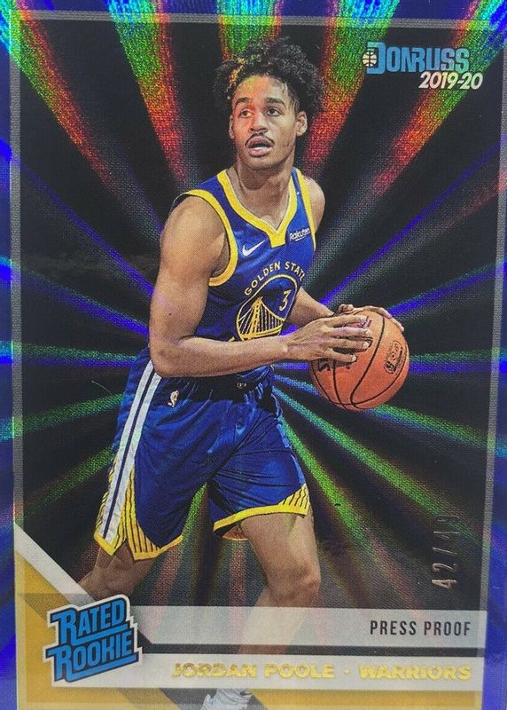 Jordan Poole 2019 Donruss #226 Press Proof Blue /49 Rookie PSA 10