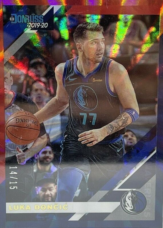 Luka Doncic 2019 Donruss #46 Red & Blue Laser /15 PSA 9