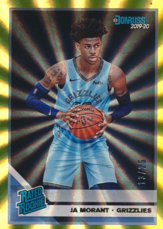 Ja Morant 2019 Donruss #202 Yellow Laser /25 Rookie RAW