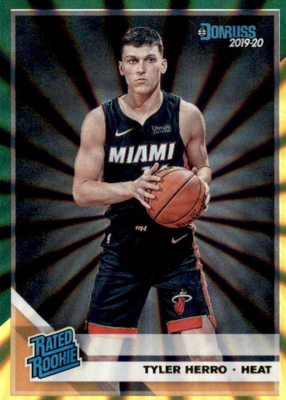 Tyler Herro 2019 Donruss #212 Green & Yellow Laser Rookie PSA 10