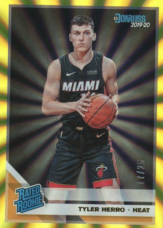 Tyler Herro 2019 Donruss #212 Yellow Laser /25 Rookie RAW