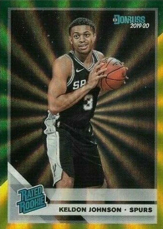 Keldon Johnson 2019 Donruss #227 Green & Yellow Laser Rookie SGC 9.5