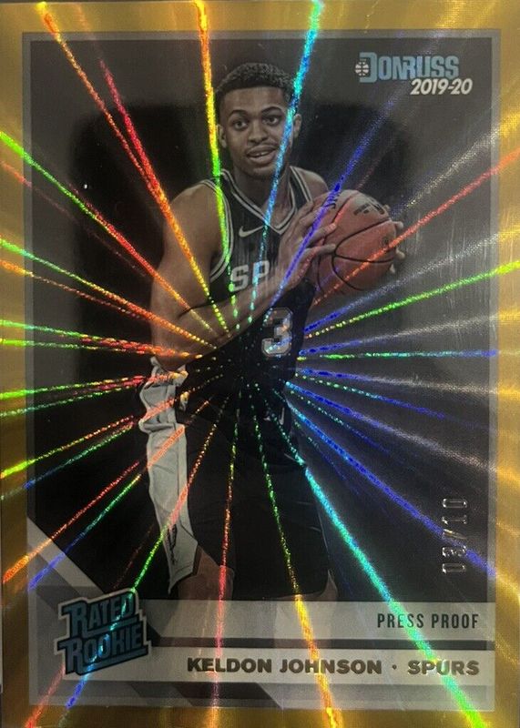 Keldon Johnson 2019 Donruss #227 Press Proof Gold Laser /10 Rookie PSA 10