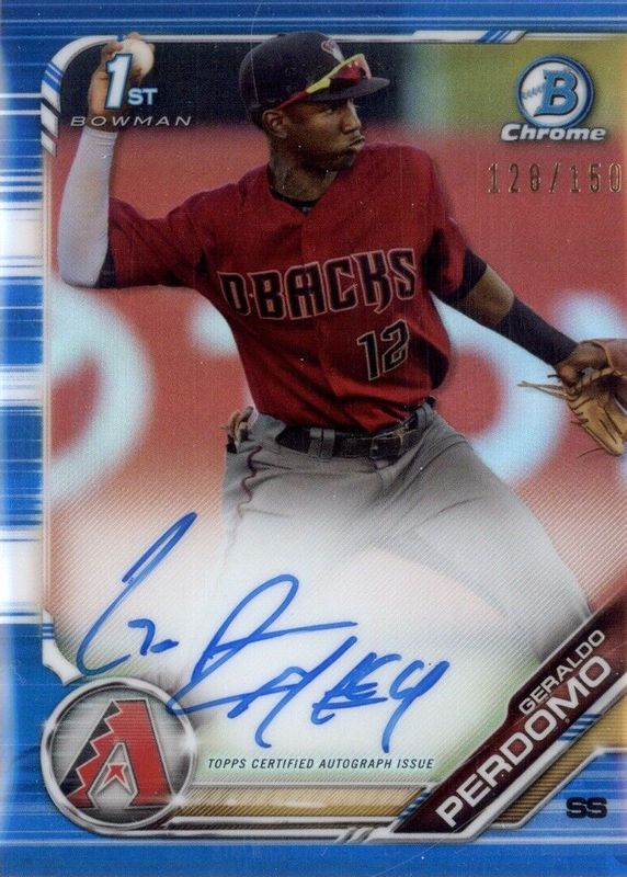 Geraldo Perdomo 2019 Bowman Chrome #CPA-GP Prospect Auto - Blue Refractor /150 (1st) BGS 9.5