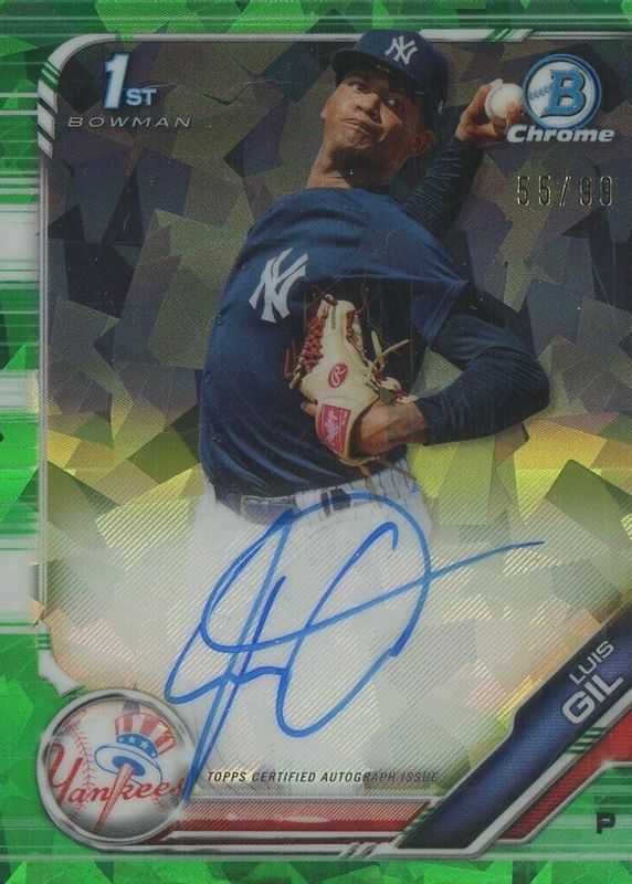 Luis Gil 2019 Bowman Chrome #CPA-LGI Prospect Auto - Green Atomic Refractor /99 (1st) SGC 10