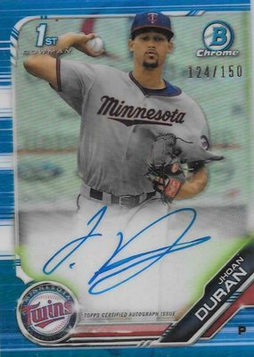 2019 Bowman Chrome #CPA-JDU Prospect Auto - Blue Refractor /150 (1st)