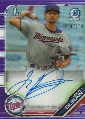 2019 Bowman Chrome #CPA-JDU Prospect Auto - Purple Refractor /250 (1st)