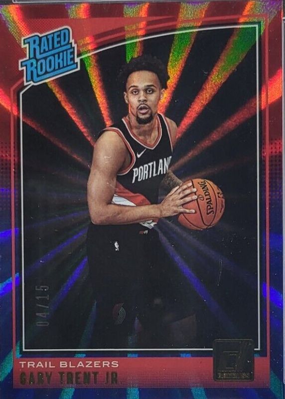 Gary Trent Jr. 2018 Donruss #199 Red & Blue Laser /15 Rookie SGC 10