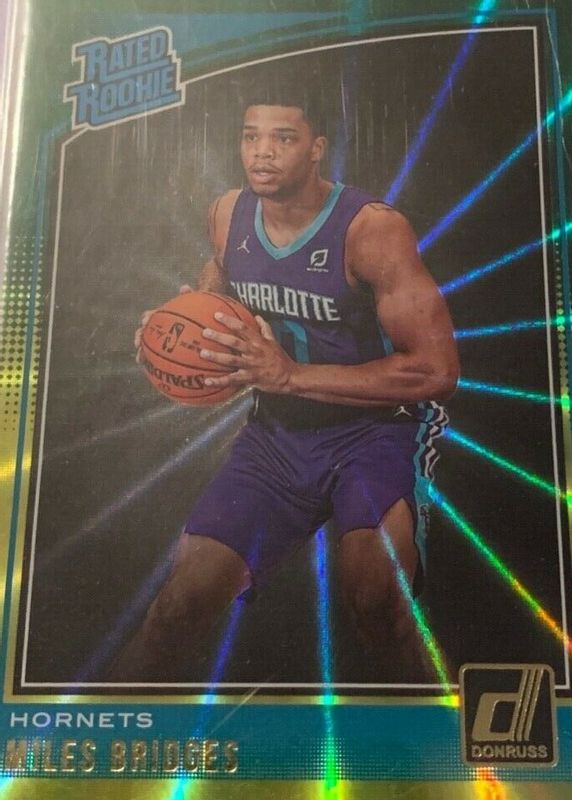 Miles Bridges 2018 Donruss #172 Green & Yellow Laser Rookie SGC 9.5