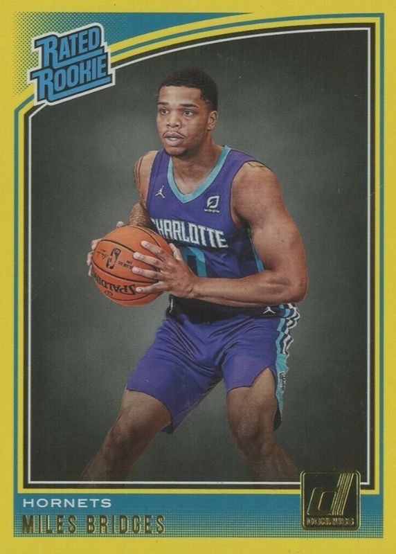 Miles Bridges 2018 Donruss #172 Yellow Flood Rookie PSA 10