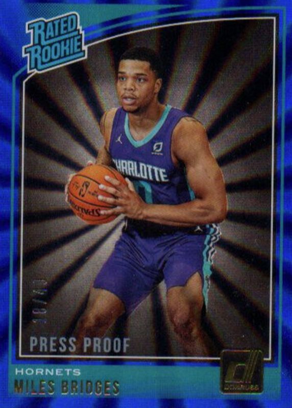 Miles Bridges 2018 Donruss #172 Press Proof Blue Laser /49 Rookie BGS 9.5