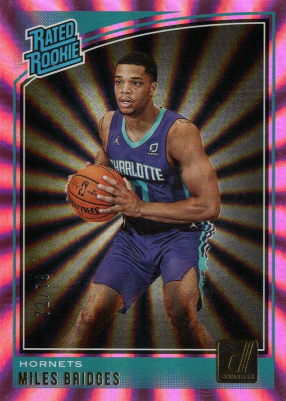 Miles Bridges 2018 Donruss #172 Pink Laser /79 Rookie PSA 10