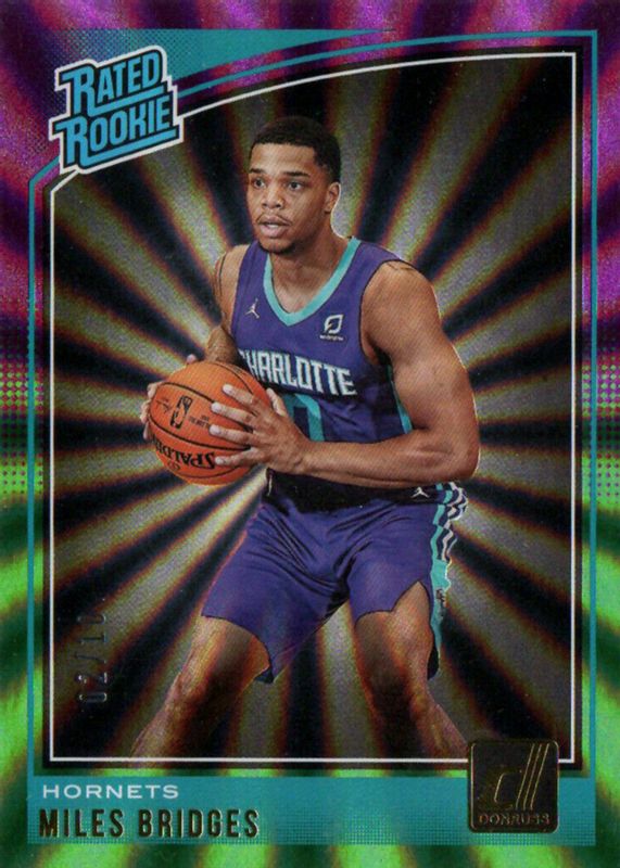 Miles Bridges 2018 Donruss #172 Purple & Green Laser /10 Rookie PSA 10