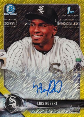 2018 Bowman #CPA-LR Chrome Prospect Auto - Canary Yellow Shimmer Refractor /10 (1st)