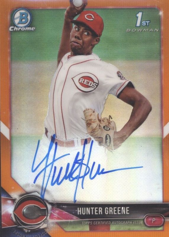 Hunter Greene 2018 Bowman #CPA-HG Chrome Prospect Auto - Orange Refractor /25 (1st) PSA 10