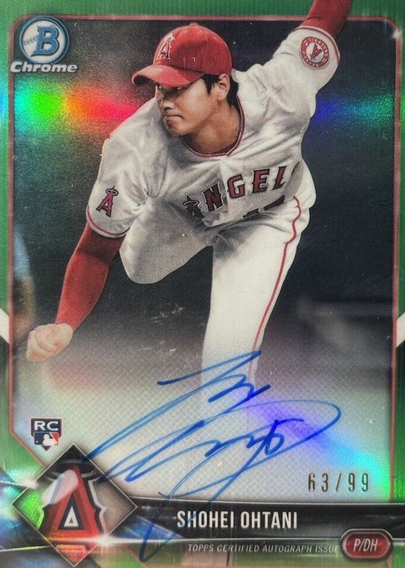 Shohei Ohtani 2018 Bowman #CRA-SO Chrome Rookie Auto - Green Refractor /99 (Pitching) Rookie PSA 8.5