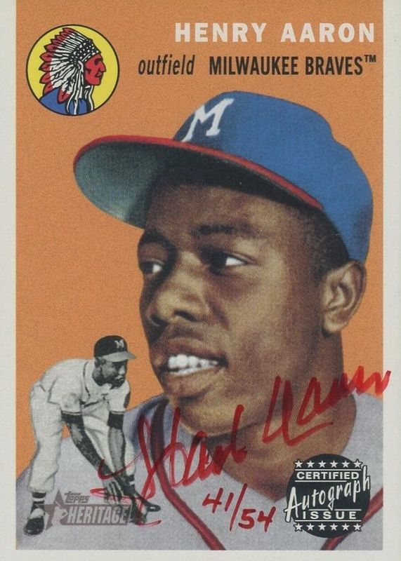 Hank Aaron 2003 Topps Heritage #RO-HA Real One Autographs - Red Ink /54 PSA 10