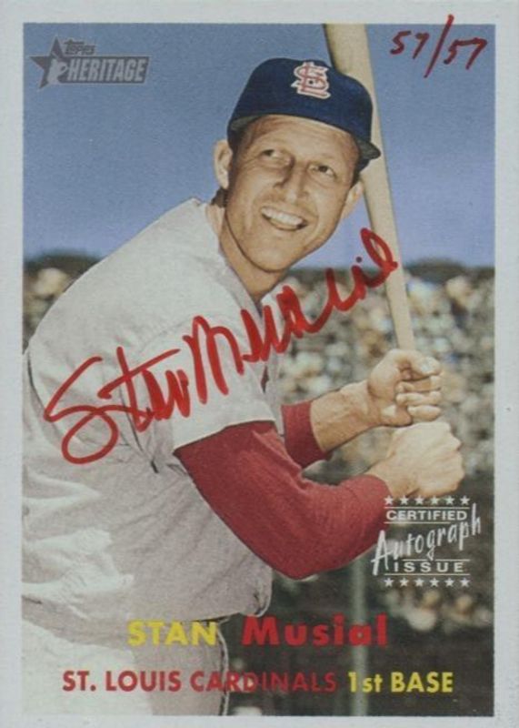 Stan Musial 2006 Topps Heritage #ROA-SM Real One Autographs - Red Ink /57 SGC 9.5