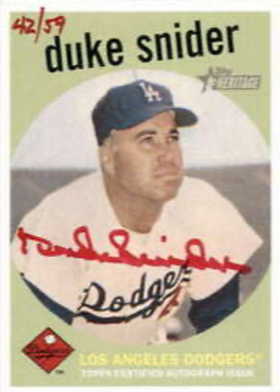 Duke Snider 2008 Topps Heritage #ROA-DS Real One Autographs - Red Ink /59 SGC 10