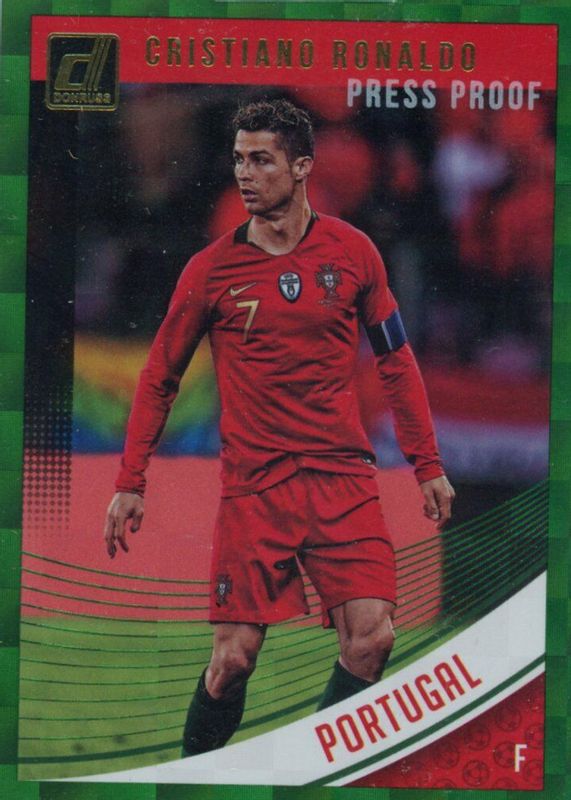 Cristiano Ronaldo 2018 Donruss #158 Press Proof Green (National) PSA 10