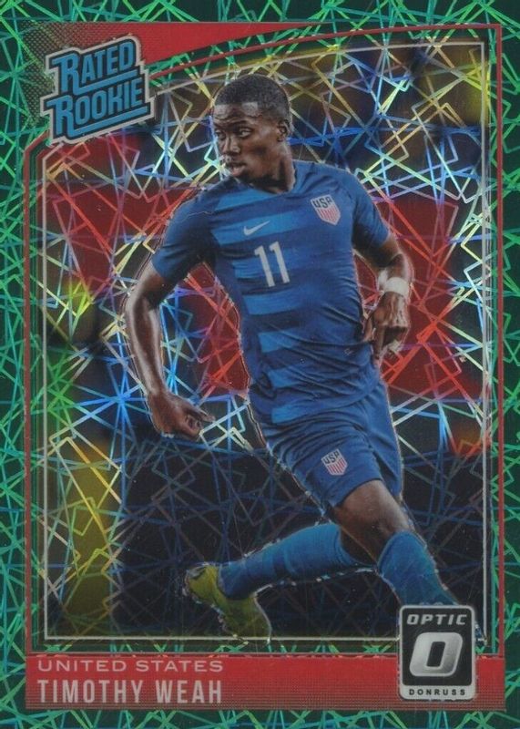 Timothy Weah 2018 Donruss #198 Optic - Green Velocity /200 Rookie PSA 9