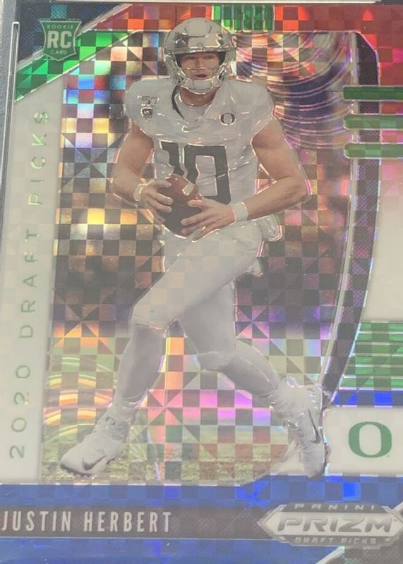 Justin Herbert 2020 Prizm Draft Picks #102 Red White Blue /99 Rookie SGC 9.5