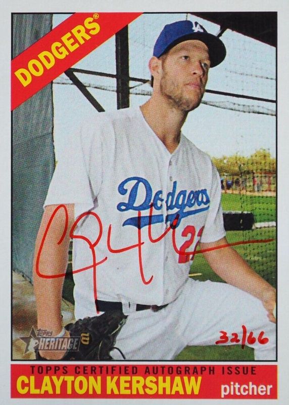 Clayton Kershaw 2015 Topps Heritage High Number #ROAH-CK Real One Autographs - Red Ink /66 PSA 10