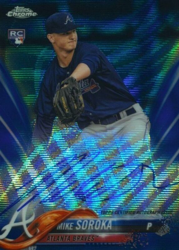 Mike Soroka 2018 Topps Chrome #RA-MS Rookie Auto - Blue Wave Refractor /150 Rookie SGC 9.5