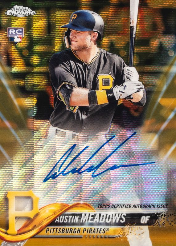 Austin Meadows 2018 Topps Chrome #RA-AUM Rookie Auto - Gold Wave Refractor /50 Rookie RAW